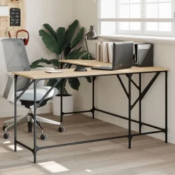 vidaXL Bureau 149x149x75 cm bewerkt hout sonoma eikenkleurig
