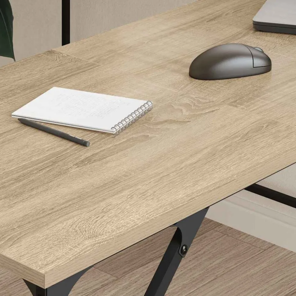 vidaXL Bureau 149x149x75 cm bewerkt hout sonoma eikenkleurig