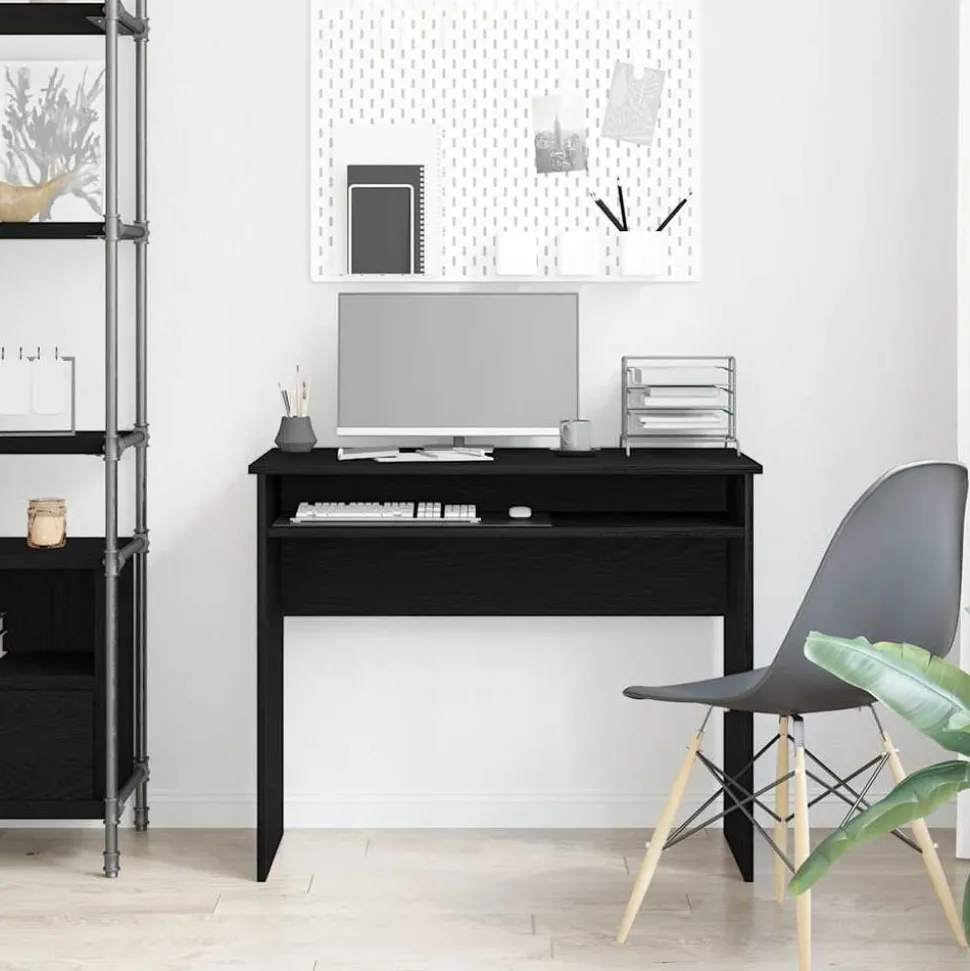 vidaXL Bureau 90x50x74 cm bewerkt hout zwart eikenkleur