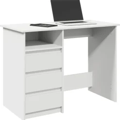 vidaXL Bureau 102x50x75 cm bewerkt hout wit