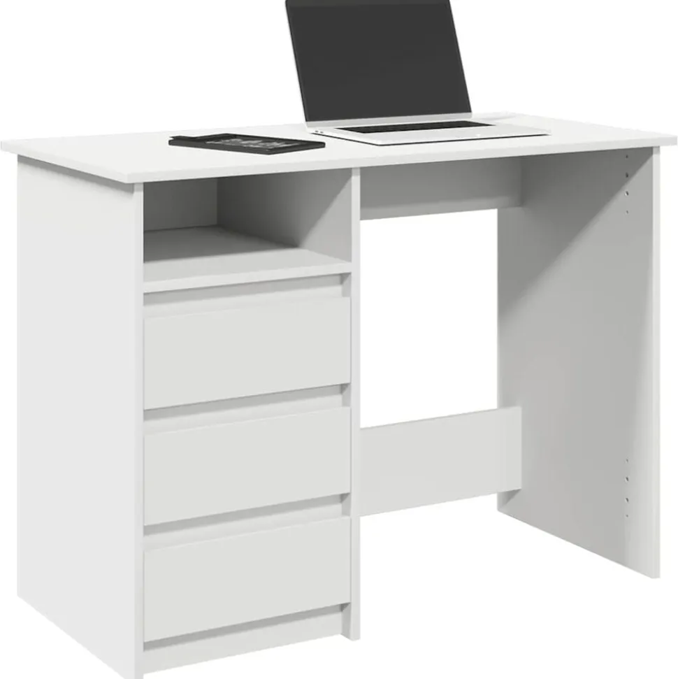 vidaXL Bureau 102x50x75 cm bewerkt hout wit