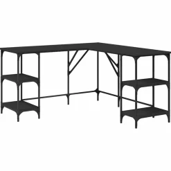 vidaXL Bureau 139x139x75 cm bewerkt hout zwart