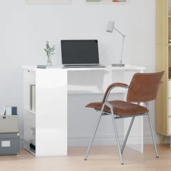 vidaXL Bureau 100x55x75 cm bewerkt hout hoogglans wit