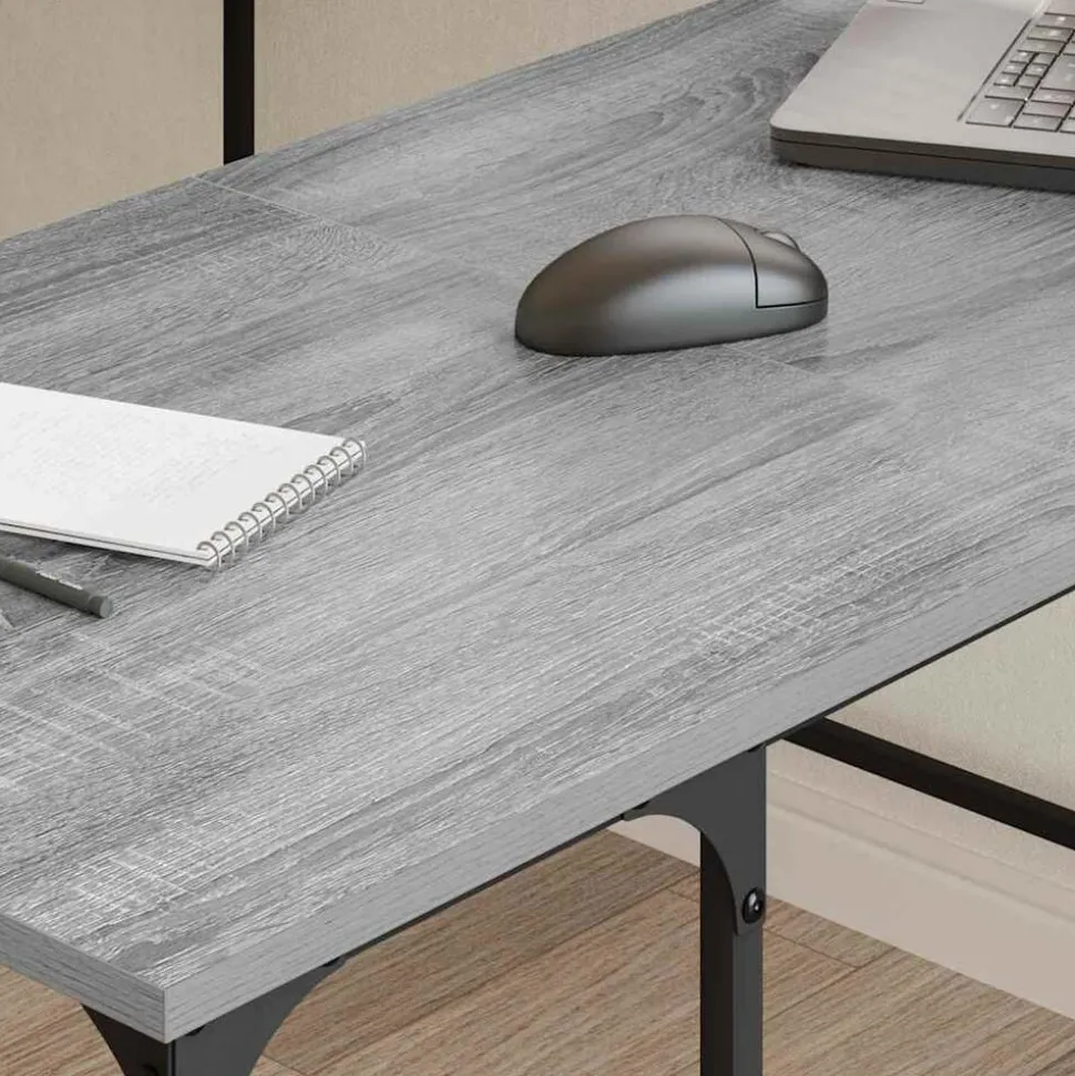 vidaXL Bureau 139x139x75 cm bewerkt hout grijs sonoma eikenkleurig