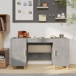 vidaXL Bureau 140x50x75 cm bewerkt hout betongrijs