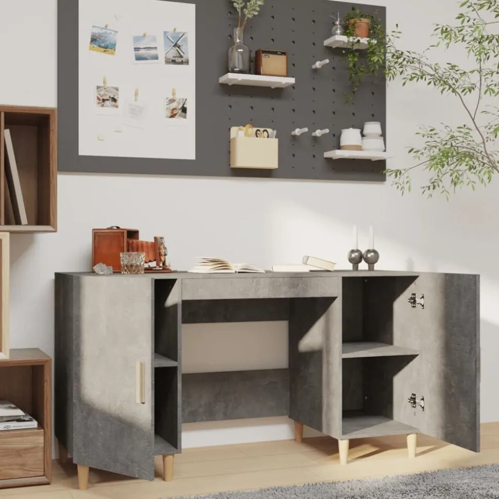 vidaXL Bureau 140x50x75 cm bewerkt hout betongrijs