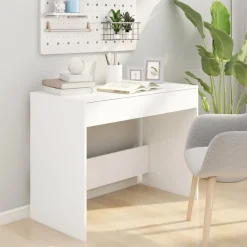 vidaXL Bureau 101x50x76,5 cm bewerkt hout wit