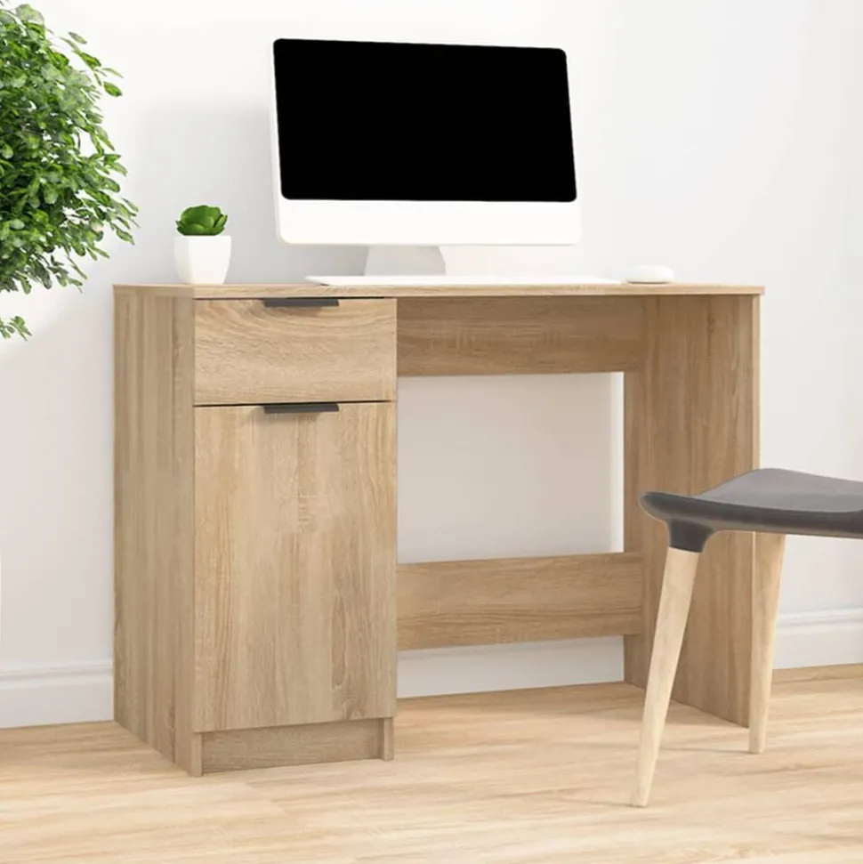 vidaXL Bureau 100x50x75 cm bewerkt hout sonoma eikenkleurig