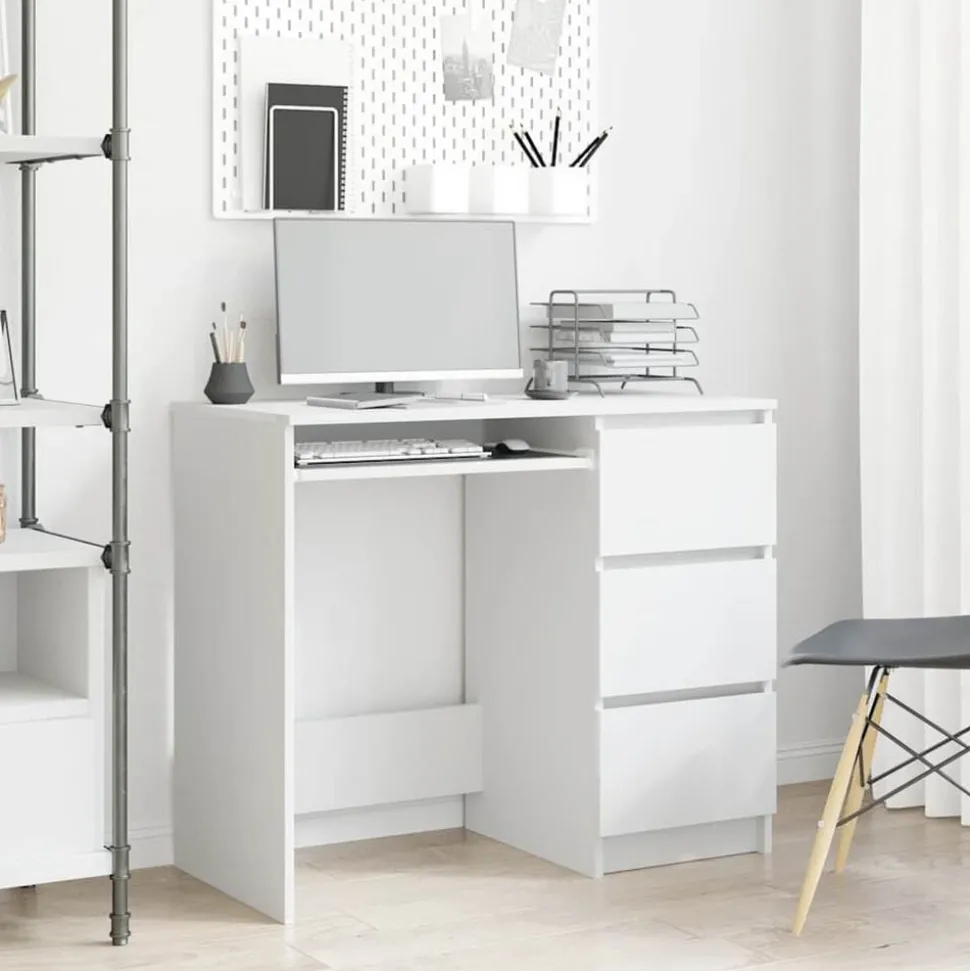 vidaXL Bureau 90x45x76 cm bewerkt hout wit