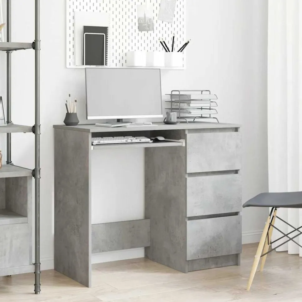 vidaXL Bureau 90x45x76 cm bewerkt hout betongrijs