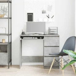 vidaXL Bureau 90x45x76 cm bewerkt hout betongrijs