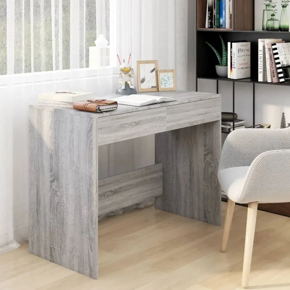 vidaXL Bureau 101x50x76,5 cm bewerkt hout grijs sonoma eikenkleurig