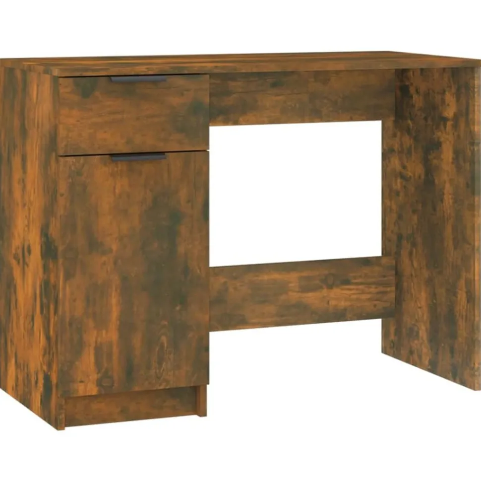 vidaXL Bureau 100x50x75 cm bewerkt hout gerookt eikenkleurig