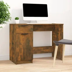 vidaXL Bureau 100x50x75 cm bewerkt hout gerookt eikenkleurig