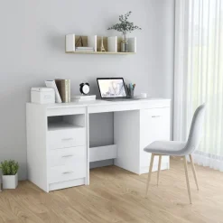vidaXL Bureau 140x50x76 cm bewerkt hout wit