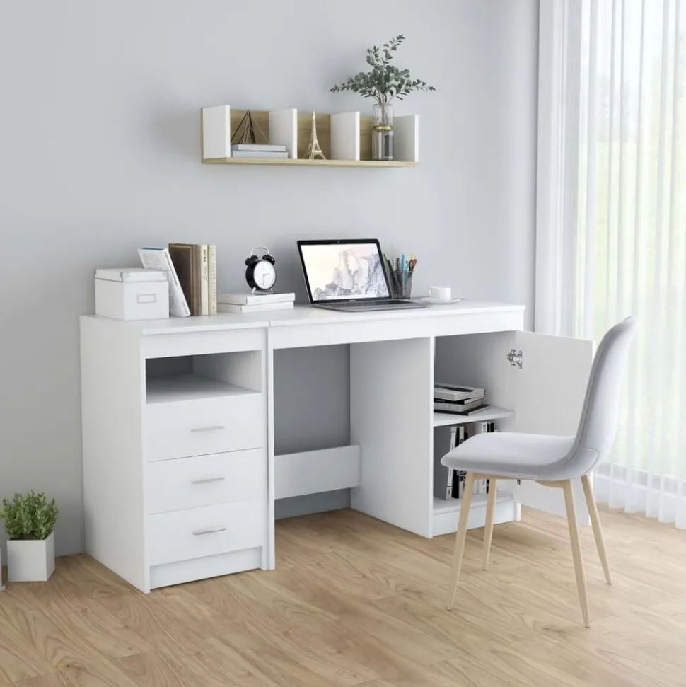 vidaXL Bureau 140x50x76 cm bewerkt hout wit