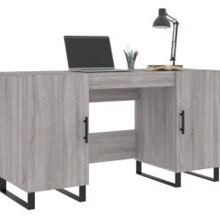 vidaXL Bureau 140x50x75 cm bewerkt hout grijs sonoma eikenkleurig