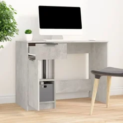 vidaXL Bureau 100x50x75 cm bewerkt hout betongrijs