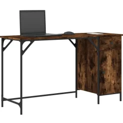 vidaXL Bureau 131x48x75 cm bewerkt hout gerookt eikenkleurig