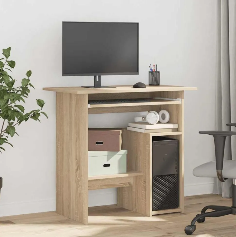 vidaXL Bureau 80x45x74 cm bewerkt hout sonoma eikenkleurig