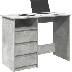 vidaXL Bureau 102x50x75 cm bewerkt hout betongrijs