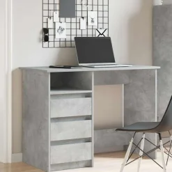 vidaXL Bureau 102x50x75 cm bewerkt hout betongrijs