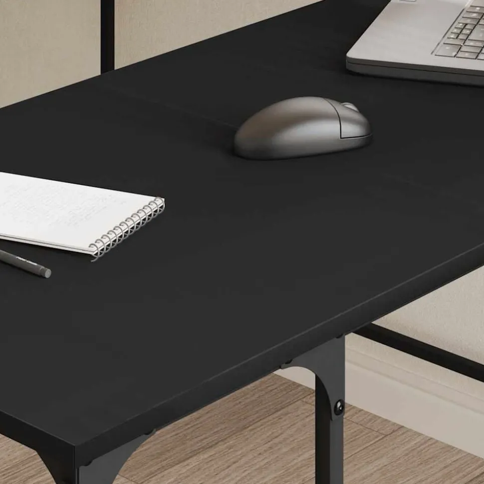 vidaXL Bureau 139x139x75 cm bewerkt hout zwart