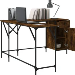 vidaXL Bureau 141x141x75 cm bewerkt hout gerookt eikenkleurig