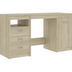 vidaXL Bureau 140x50x76 cm bewerkt hout sonoma eikenkleurig