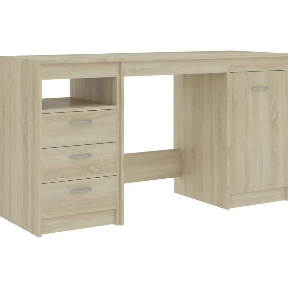 vidaXL Bureau 140x50x76 cm bewerkt hout sonoma eikenkleurig