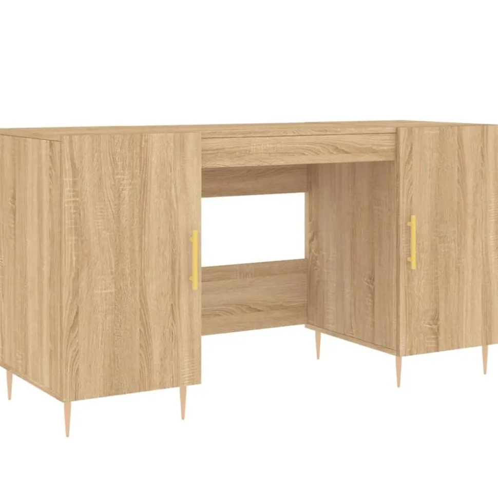 vidaXL Bureau 140x50x75 cm bewerkt hout sonoma eikenkleurig