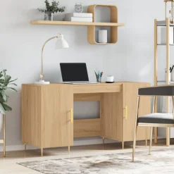 vidaXL Bureau 140x50x75 cm bewerkt hout sonoma eikenkleurig