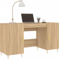 vidaXL Bureau 140x50x75 cm bewerkt hout sonoma eikenkleurig
