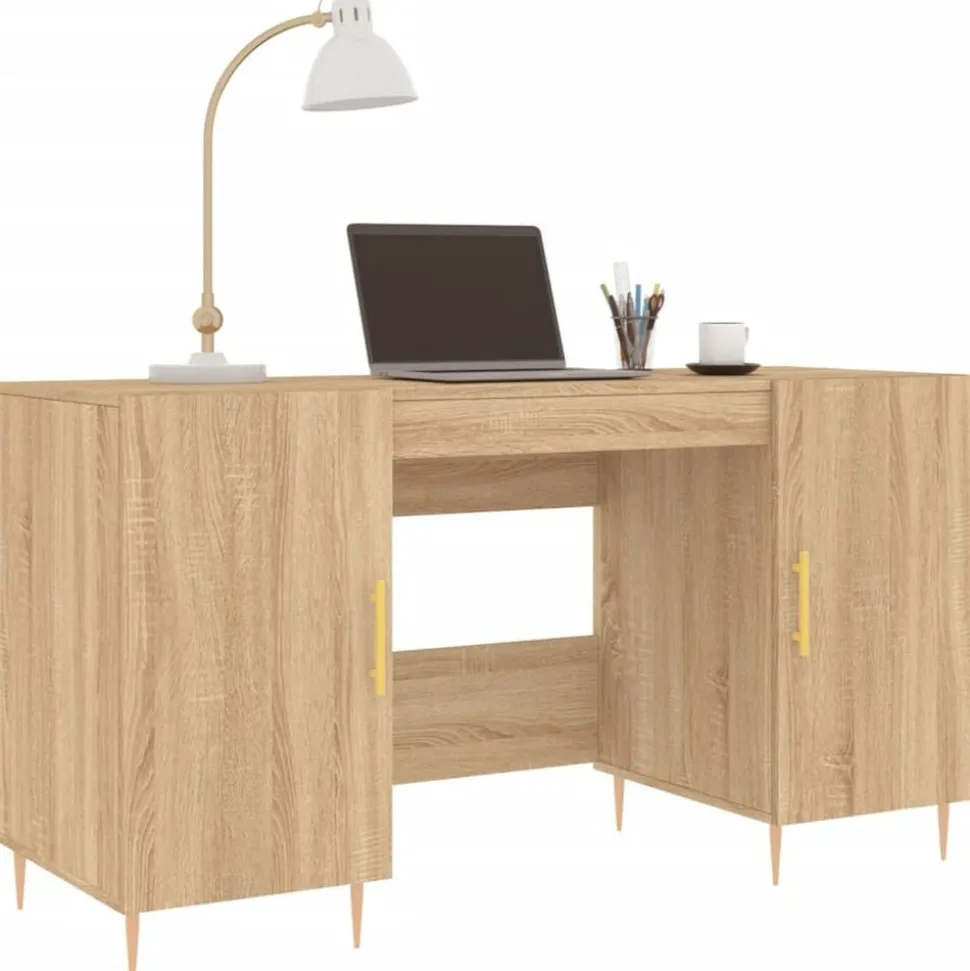 vidaXL Bureau 140x50x75 cm bewerkt hout sonoma eikenkleurig
