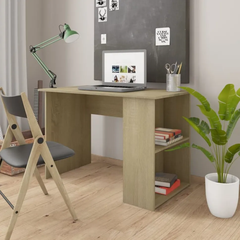 vidaXL Bureau 110x60x73 cm bewerkt hout sonoma eikenkleurig