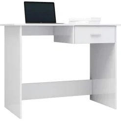 vidaXL Bureau 100x50x76 cm bewerkt hout hoogglans wit