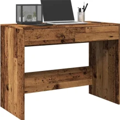 vidaXL Bureau 101x50x76,5 cm bewerkt hout oud houtkleurig