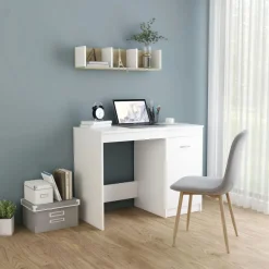 vidaXL Bureau 100x50x76 cm bewerkt hout wit
