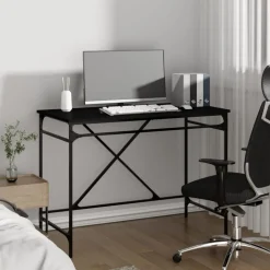 vidaXL Bureau 100x50x75 cm bewerkt hout en ijzer zwart