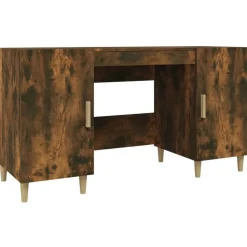 vidaXL Bureau 140x50x75 cm bewerkt hout gerookt eikenkleurig