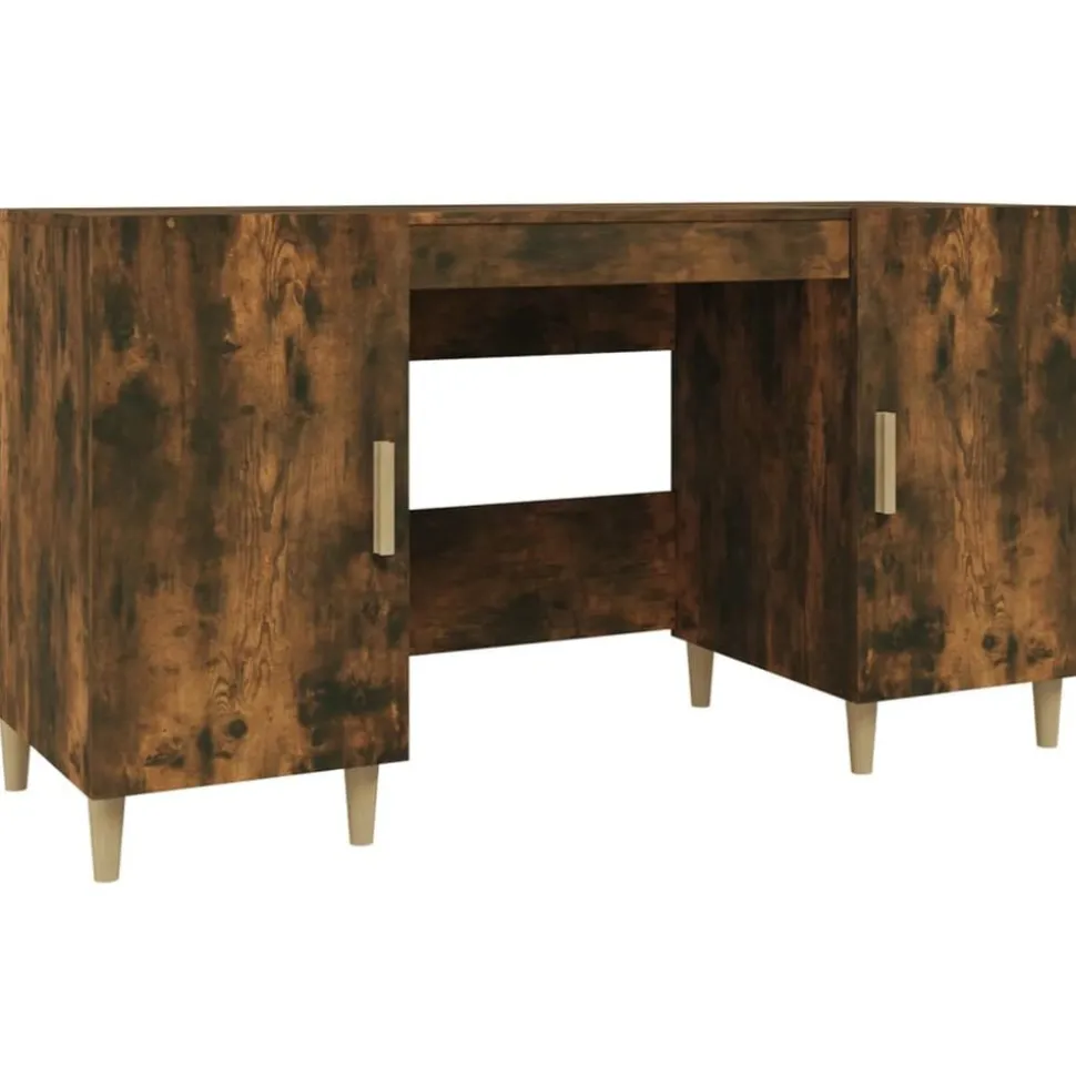 vidaXL Bureau 140x50x75 cm bewerkt hout gerookt eikenkleurig