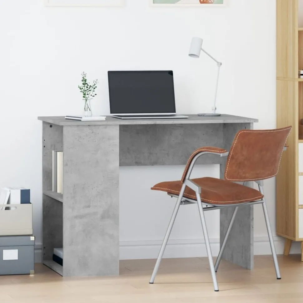 vidaXL Bureau 100x55x75 cm bewerkt hout betongrijs