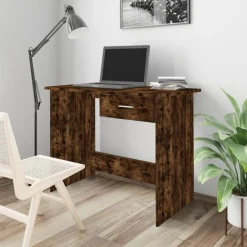 vidaXL Bureau 100x50x76 cm bewerkt hout gerookt eikenkleurig