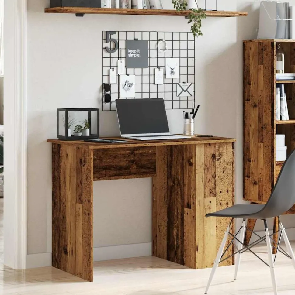 vidaXL Bureau 100x55x75 cm bewerkt hout oud houtkleurig