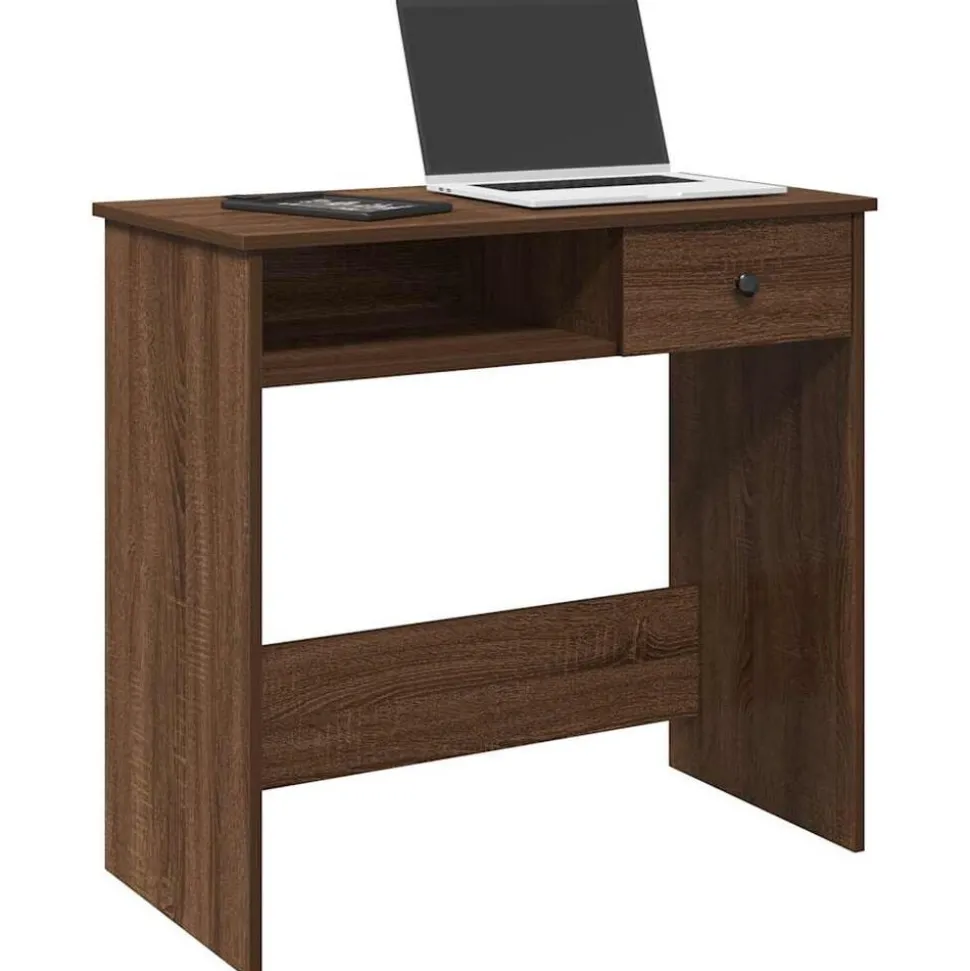 vidaXL Bureau 80x40x75 cm bewerkt hout bruin eikenkleur