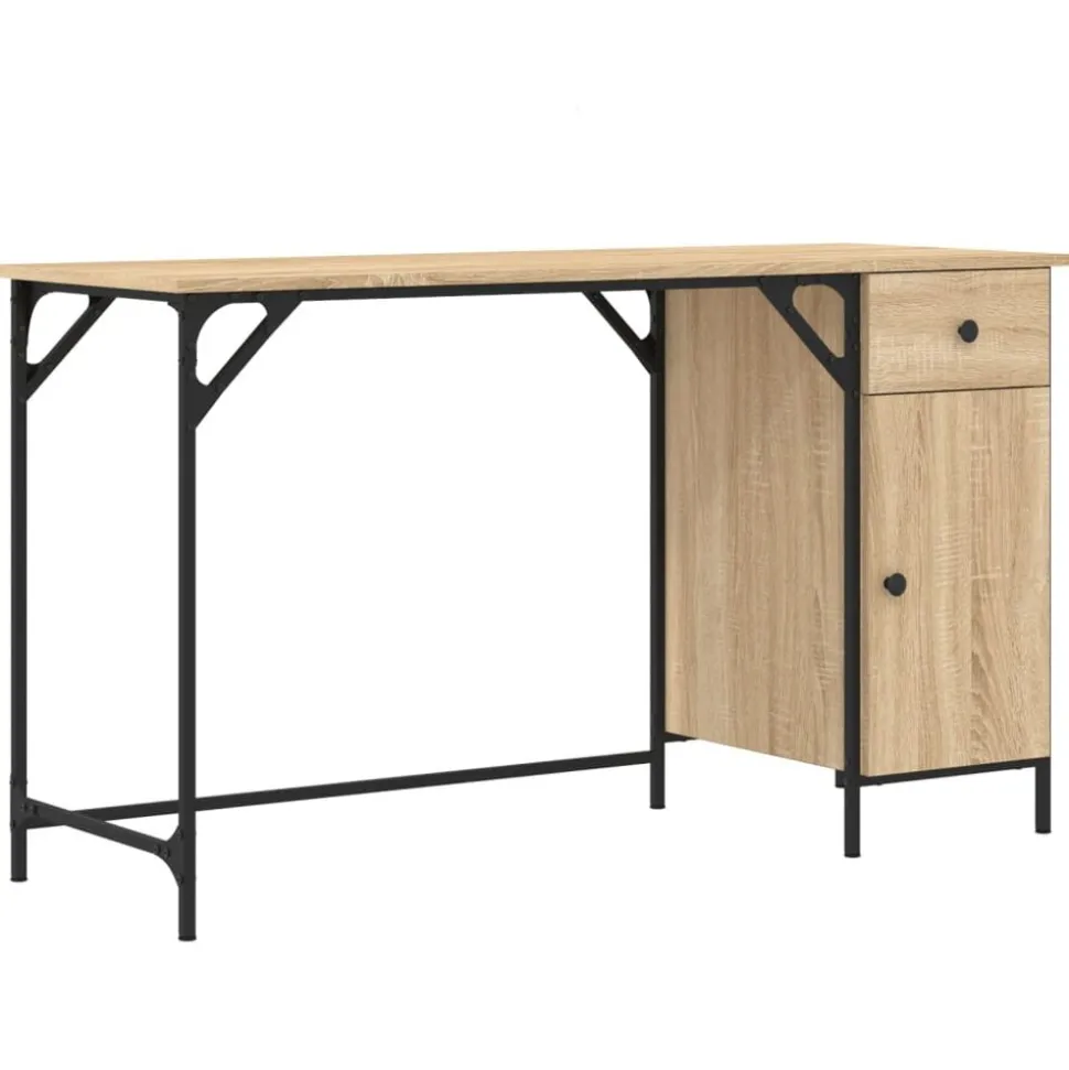 vidaXL Bureau 131x48x75 cm bewerkt hout sonoma eikenkleurig