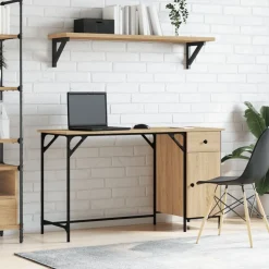 vidaXL Bureau 131x48x75 cm bewerkt hout sonoma eikenkleurig