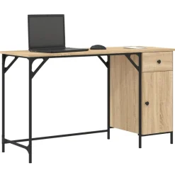 vidaXL Bureau 131x48x75 cm bewerkt hout sonoma eikenkleurig