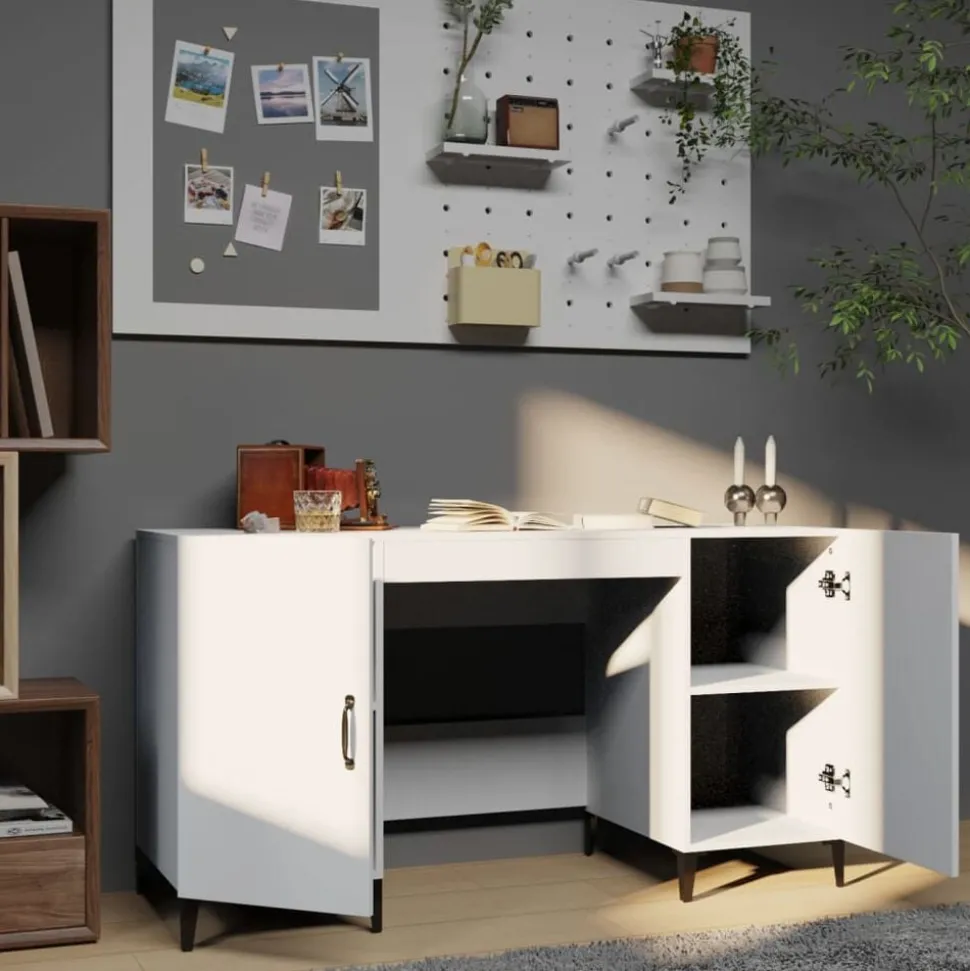 vidaXL Bureau 140x50x75 cm bewerkt hout wit