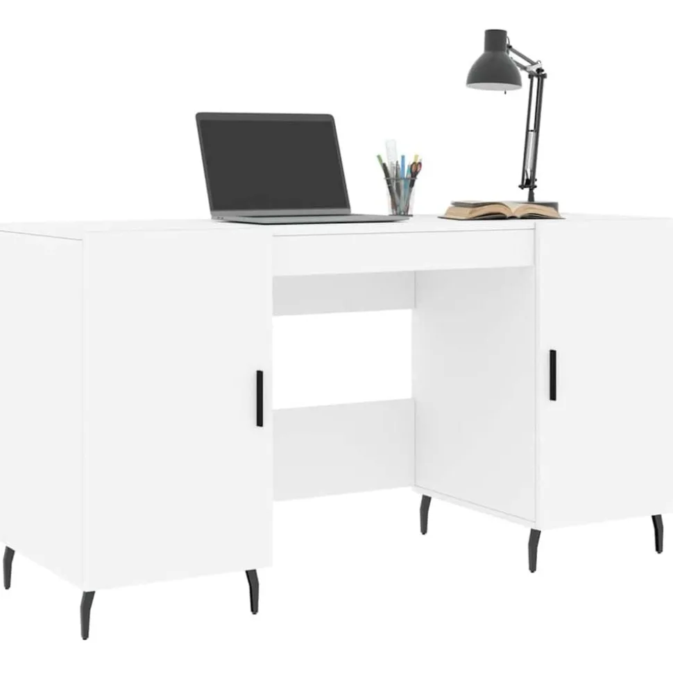 vidaXL Bureau 140x50x75 cm bewerkt hout wit